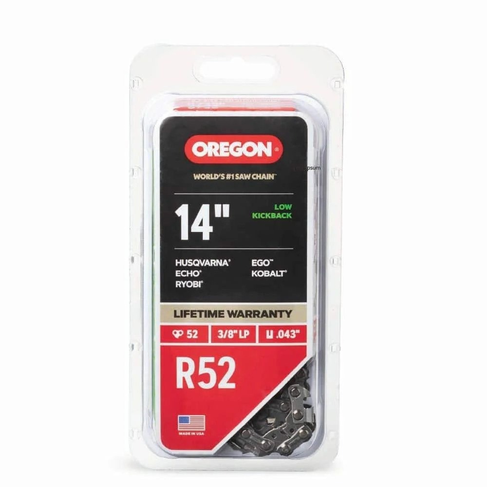 Oregon R52‎ 14" Chainsaw Chain 3/8" LP .043" Gauge 52 Drive Links Low Kickback